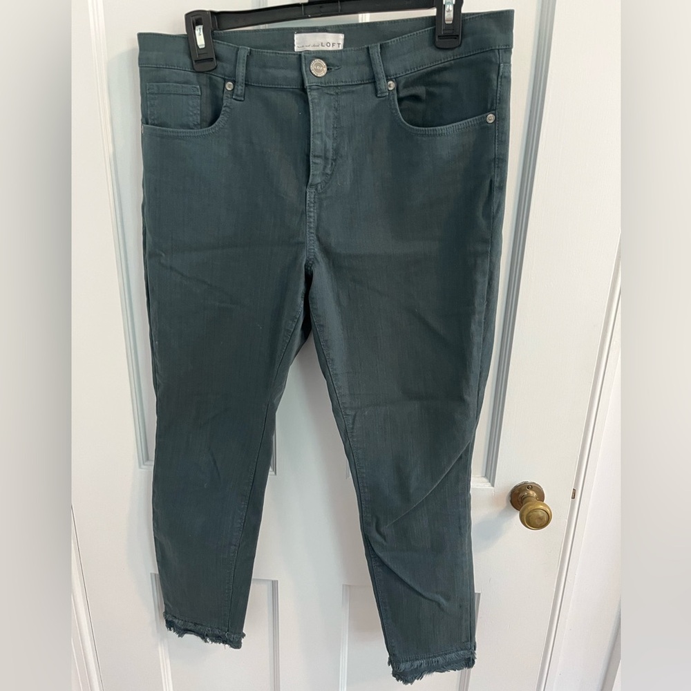 LOFT Women's Dark Green Ankle Jeans